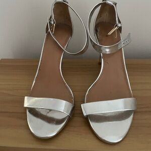 J. Crew Metallic Silver Ankle-Strap Women's Sandals